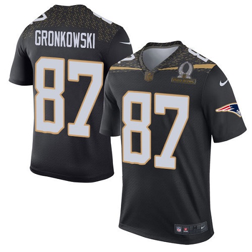 Men's Elite Rob Gronkowski Nike Jersey Black - #87 Team Irvin 2016 Pro Bowl NFL New England Patriots